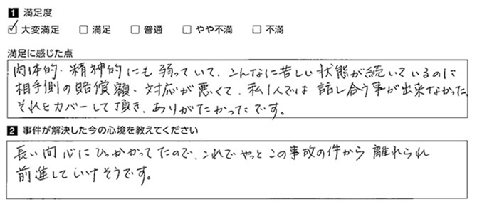 苦しい状況が解消出来て良かったです。