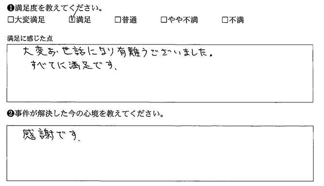 すべてに満足です